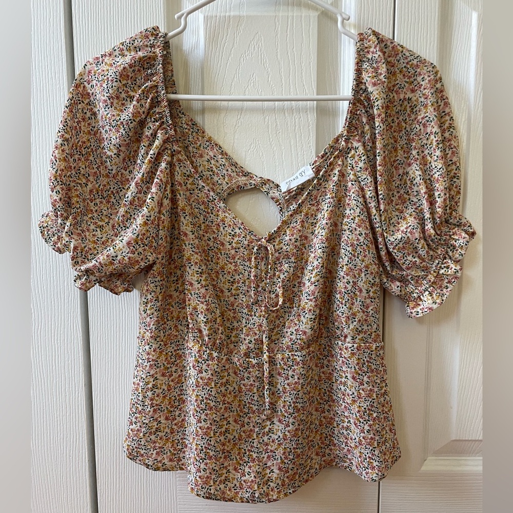 Sienna Sky Floral Puff Sleeve Blouse